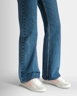 Tennis Sneaker in White and Baby Pink Leather