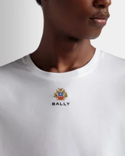 T-Shirt With a Bally Crest Logo In White Cotton