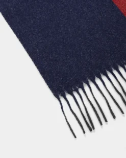 Two-Tone Logo Scarf In Deep Ruby And Marine Fabric