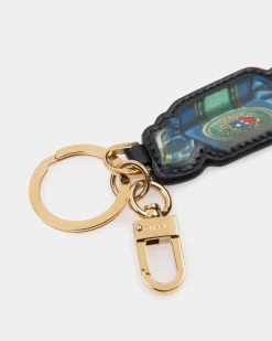 Unda Keychain In Choco-Candy Print Leather