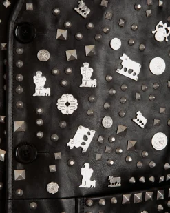 Vest In Black Leather with Studs