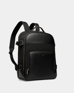 Vogel Backpack In Black Nylon And Recycled Leather