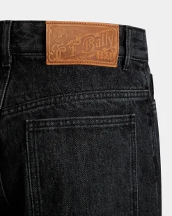 Wide-Leg Denim Pants In Grey Cotton